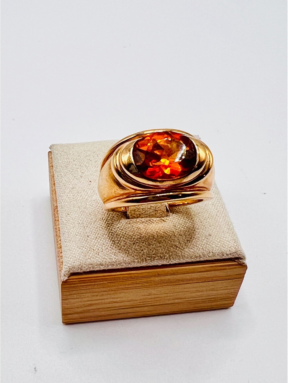 Vintage 925 Sterling Silver Gold Tone Orange Gemstone Ring Size 6.75